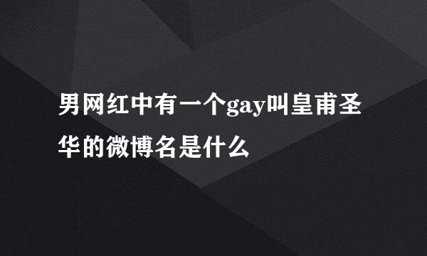 男网红中有一个gay叫皇甫圣华的微博名是什么