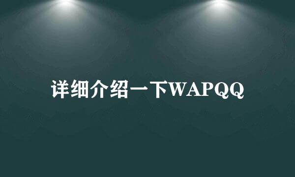 详细介绍一下WAPQQ