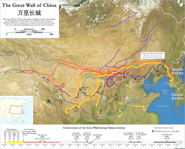 谁能给我一个在中国地图上长城的全景图？