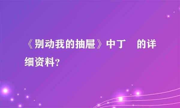 《别动我的抽屉》中丁玥的详细资料？