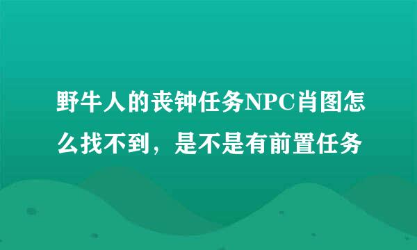 野牛人的丧钟任务NPC肖图怎么找不到，是不是有前置任务