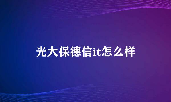 光大保德信it怎么样