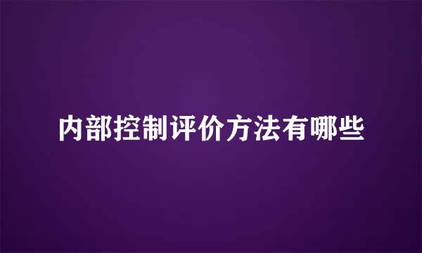 内部控制评价方法有哪些