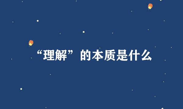 “理解”的本质是什么