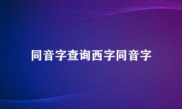 同音字查询西字同音字