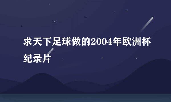 求天下足球做的2004年欧洲杯纪录片