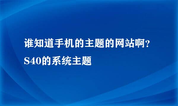 谁知道手机的主题的网站啊？S40的系统主题