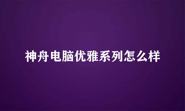 神舟电脑优雅系列怎么样