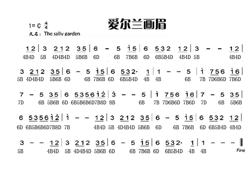 求布鲁斯c调10孔口琴的爱尔兰画眉谱