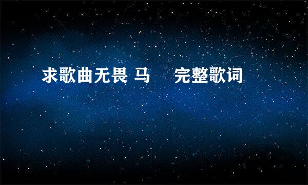 求歌曲无畏 马頔 完整歌词