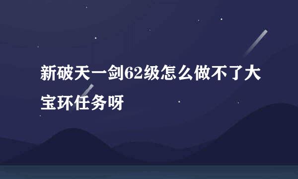 新破天一剑62级怎么做不了大宝环任务呀