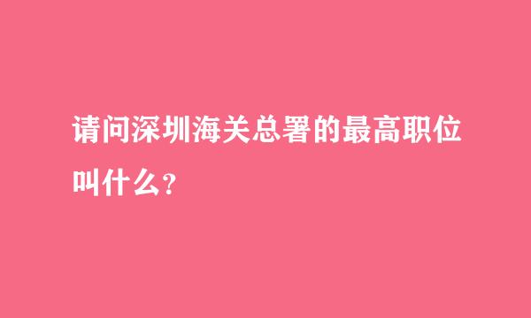 请问深圳海关总署的最高职位叫什么？