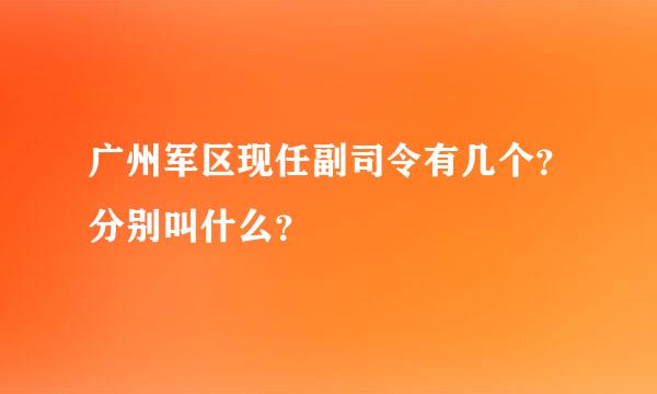 广州军区现任副司令有几个？分别叫什么？