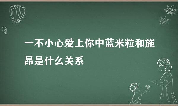 一不小心爱上你中蓝米粒和施昂是什么关系