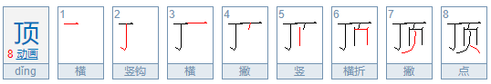 顶字的笔顺