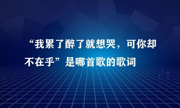 “我累了醉了就想哭，可你却不在乎”是哪首歌的歌词