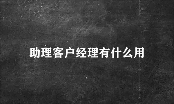 助理客户经理有什么用