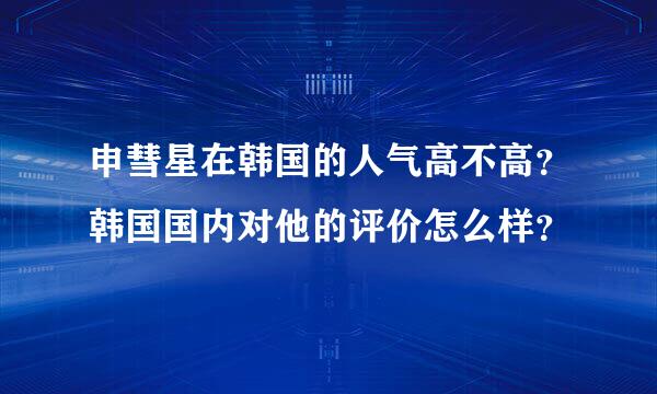 申彗星在韩国的人气高不高？韩国国内对他的评价怎么样？