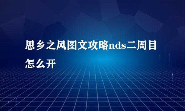 思乡之风图文攻略nds二周目怎么开