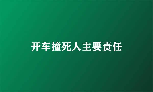 开车撞死人主要责任