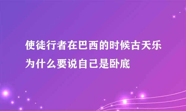 使徒行者在巴西的时候古天乐为什么要说自己是卧底