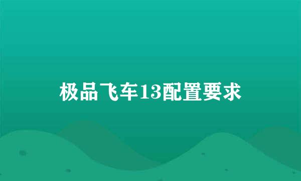 极品飞车13配置要求