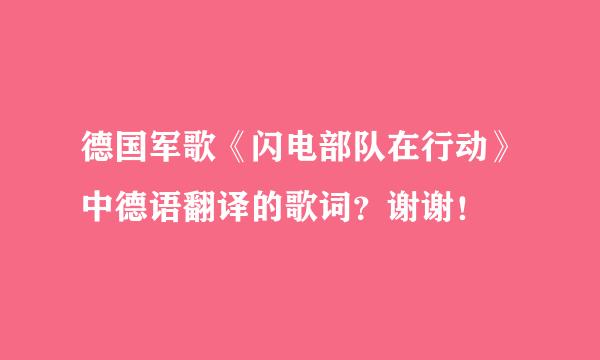 德国军歌《闪电部队在行动》中德语翻译的歌词？谢谢！