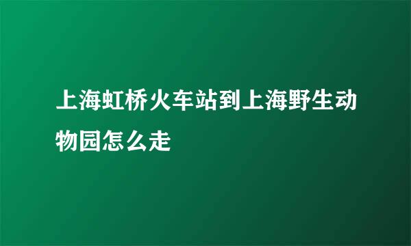 上海虹桥火车站到上海野生动物园怎么走