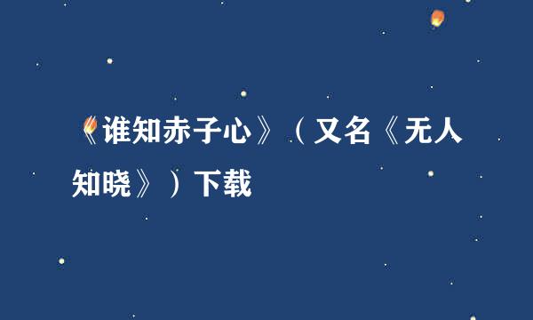 《谁知赤子心》（又名《无人知晓》）下载