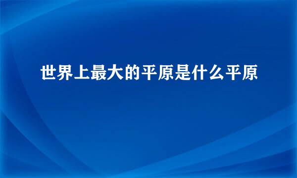 世界上最大的平原是什么平原