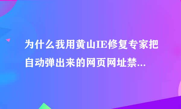 为什么我用黄山IE修复专家把自动弹出来的网页网址禁止他还是弹出来啊？