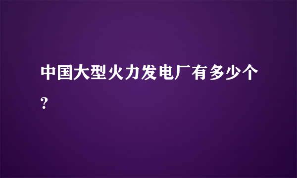 中国大型火力发电厂有多少个？