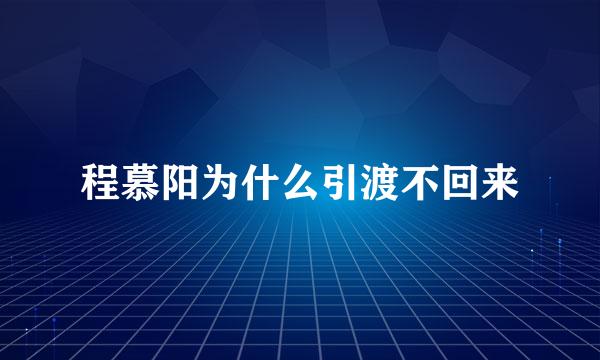 程慕阳为什么引渡不回来