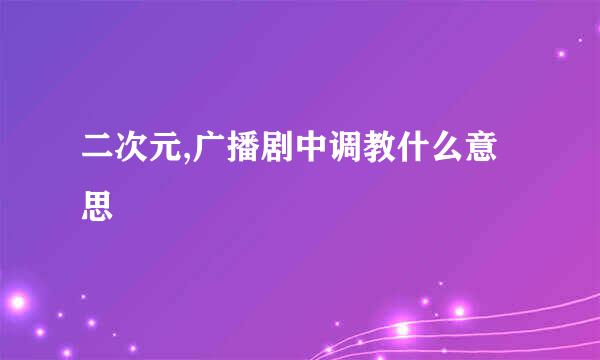 二次元,广播剧中调教什么意思