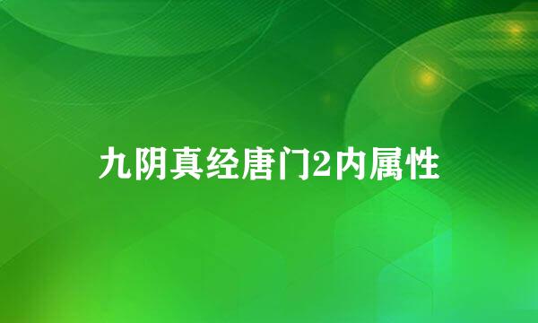 九阴真经唐门2内属性