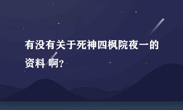 有没有关于死神四枫院夜一的资料 啊？