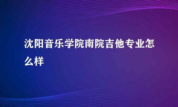 沈阳音乐学院南院吉他专业怎么样