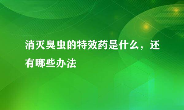 消灭臭虫的特效药是什么，还有哪些办法