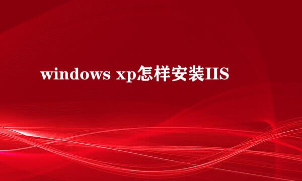 windows xp怎样安装IIS