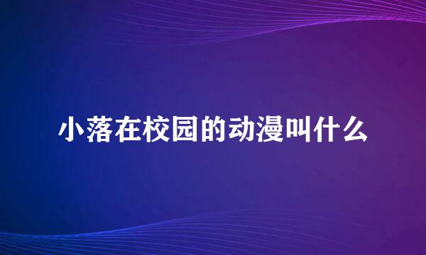 小落在校园的动漫叫什么