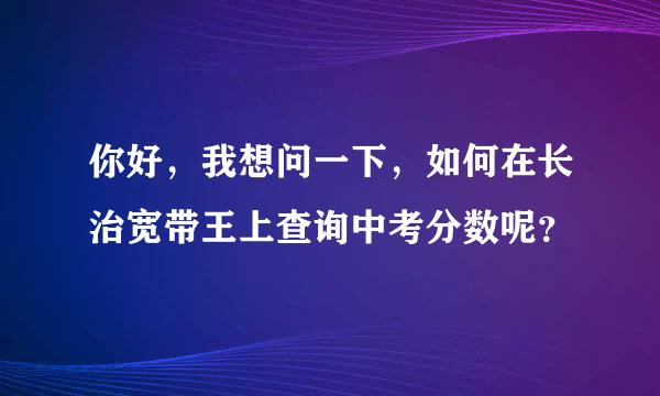 你好，我想问一下，如何在长治宽带王上查询中考分数呢？