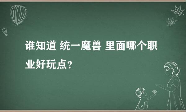 谁知道 统一魔兽 里面哪个职业好玩点？