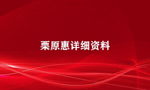 栗原惠详细资料