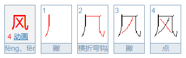 风的笔画顺序？