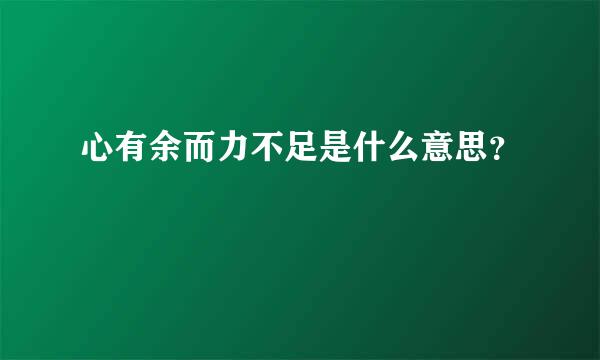 心有余而力不足是什么意思？