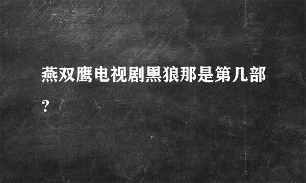 燕双鹰电视剧黑狼那是第几部？