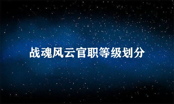 战魂风云官职等级划分