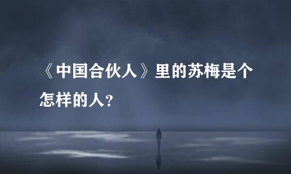 《中国合伙人》里的苏梅是个怎样的人？