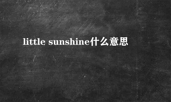 little sunshine什么意思