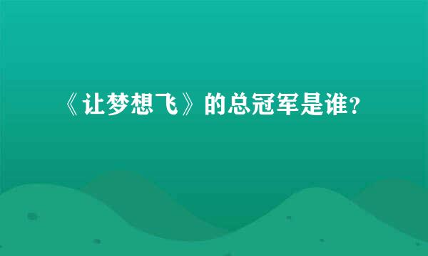 《让梦想飞》的总冠军是谁？